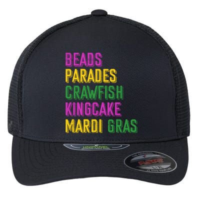 Beads Parades Crawfish Kingcake Masquerade Mardi Gras Gift Flexfit Unipanel Trucker Cap