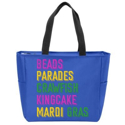 Beads Parades Crawfish Kingcake Masquerade Mardi Gras Gift Zip Tote Bag