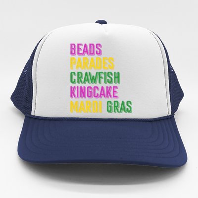 Beads Parades Crawfish Kingcake Masquerade Mardi Gras Gift Trucker Hat