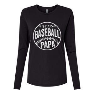 Baseball Papa Coach Father's Day Womens Cotton Relaxed Long Sleeve T-Shirt