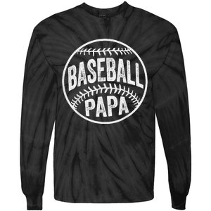 Baseball Papa Coach Father's Day Tie-Dye Long Sleeve Shirt