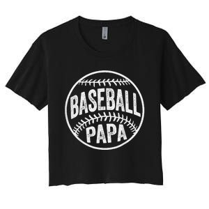 Baseball Papa Coach Father's Day Women's Crop Top Tee