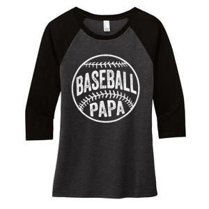 Baseball Papa Coach Father's Day Women's Tri-Blend 3/4-Sleeve Raglan Shirt