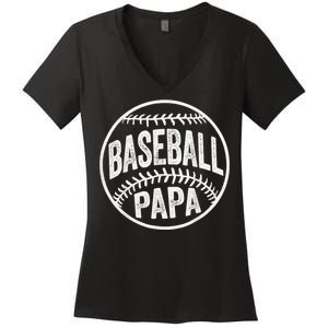 Baseball Papa Coach Father's Day Women's V-Neck T-Shirt