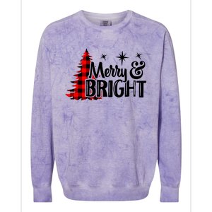 Buffalo Plaid Christmas Tree Merry And Bright Colorblast Crewneck Sweatshirt