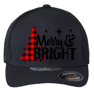 Buffalo Plaid Christmas Tree Merry And Bright Flexfit Unipanel Trucker Cap