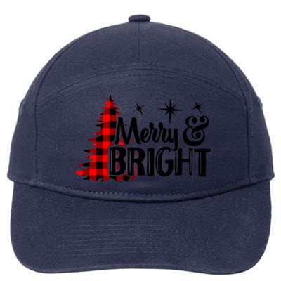 Buffalo Plaid Christmas Tree Merry And Bright 7-Panel Snapback Hat