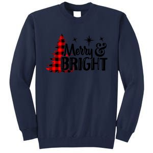 Buffalo Plaid Christmas Tree Merry And Bright Tall Sweatshirt