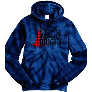 Buffalo Plaid Christmas Tree Merry And Bright Tie Dye Hoodie