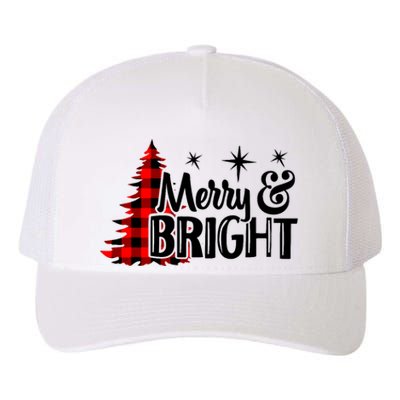 Buffalo Plaid Christmas Tree Merry And Bright Yupoong Adult 5-Panel Trucker Hat