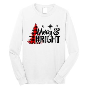 Buffalo Plaid Christmas Tree Merry And Bright Long Sleeve Shirt