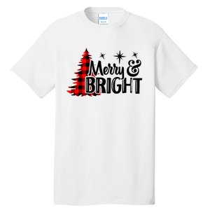 Buffalo Plaid Christmas Tree Merry And Bright Tall T-Shirt