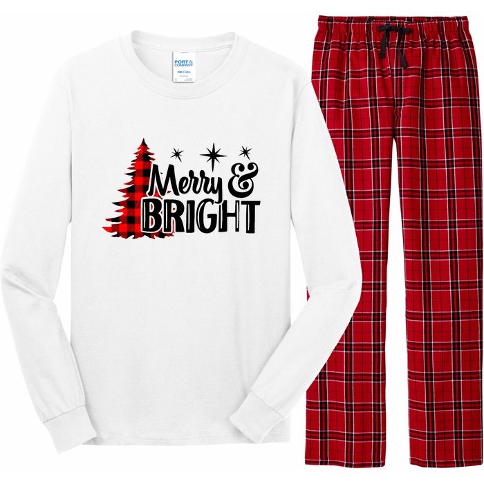 Buffalo Plaid Christmas Tree Merry And Bright Long Sleeve Pajama Set