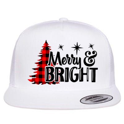 Buffalo Plaid Christmas Tree Merry And Bright Flat Bill Trucker Hat