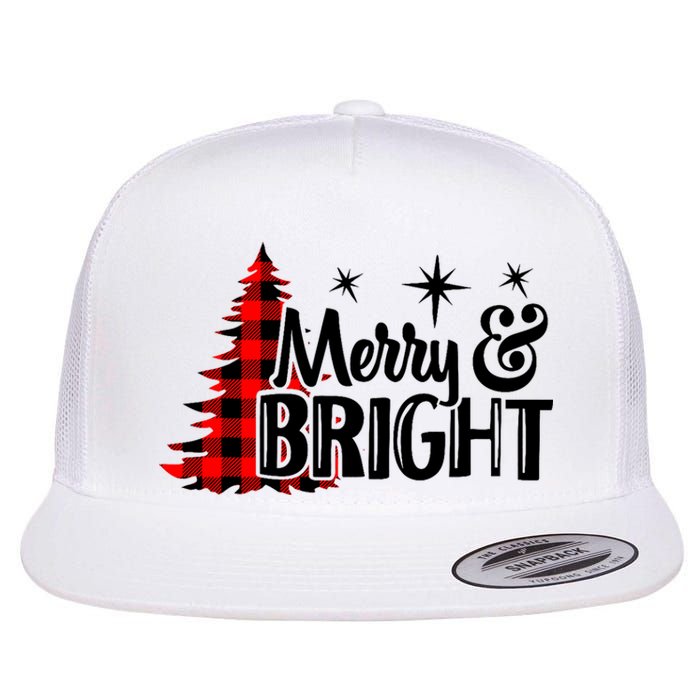 Buffalo Plaid Christmas Tree Merry And Bright Flat Bill Trucker Hat