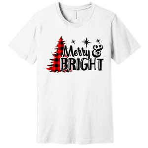 Buffalo Plaid Christmas Tree Merry And Bright Premium T-Shirt