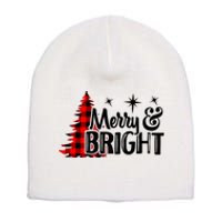 Buffalo Plaid Christmas Tree Merry And Bright Short Acrylic Beanie