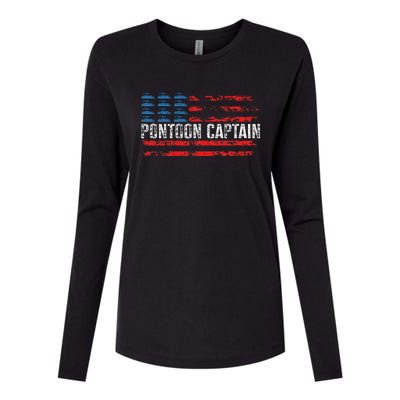 Boating Pontoon Captain Pontoon Boat Womens Cotton Relaxed Long Sleeve T-Shirt