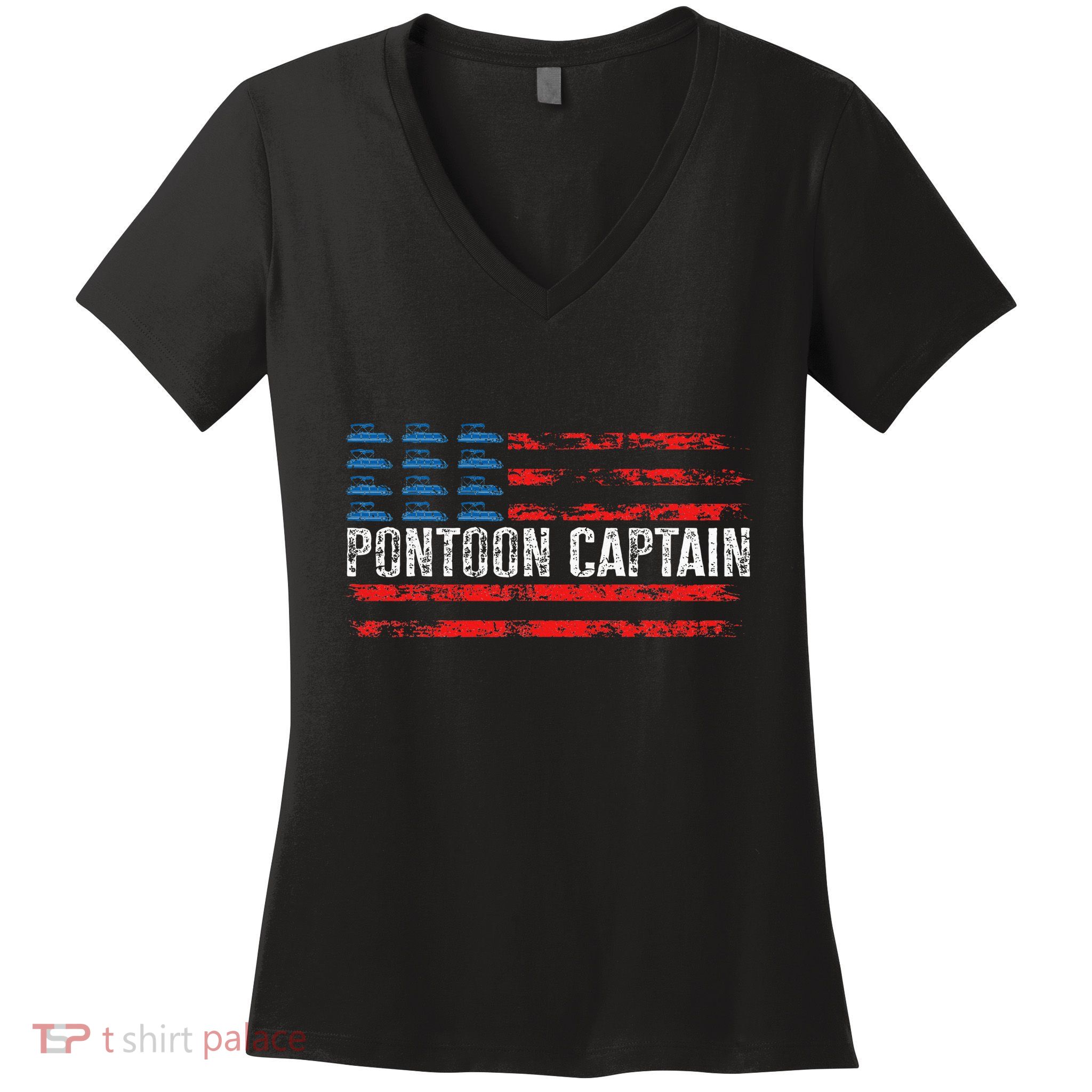 Boating Pontoon Captain Pontoon Boat Women's V-Neck T-Shirt