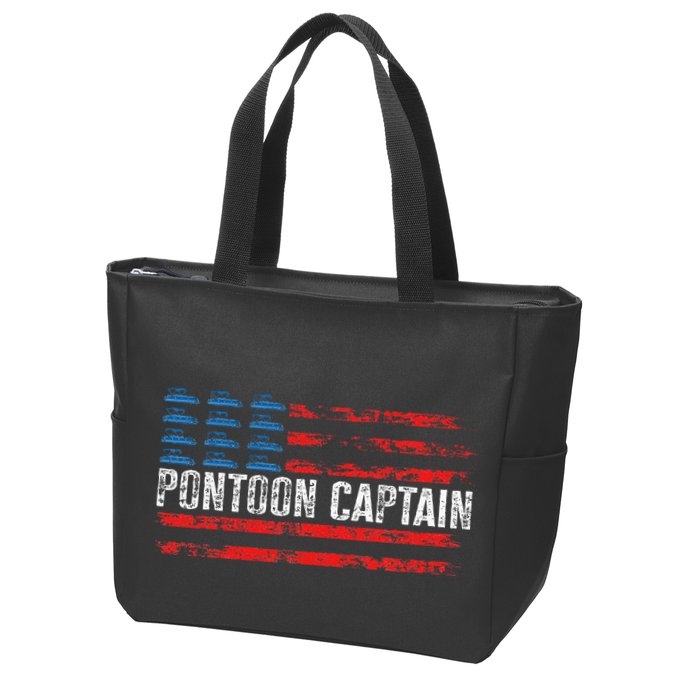 Boating Pontoon Captain Pontoon Boat Zip Tote Bag