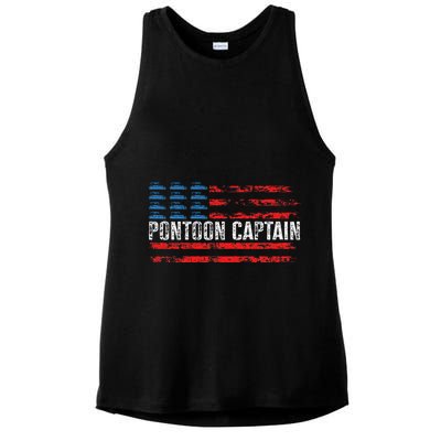 Boating Pontoon Captain 4th Of July Pontoon Boat Ladies PosiCharge Tri-Blend Wicking Tank