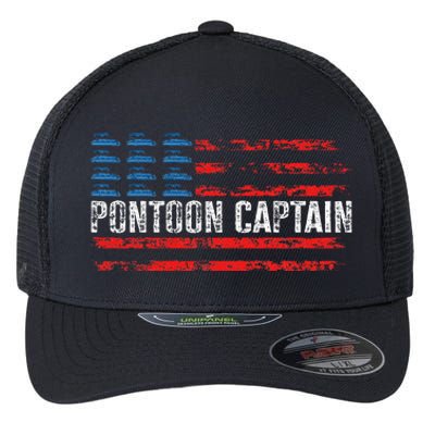 Boating Pontoon Captain 4th Of July Pontoon Boat Flexfit Unipanel Trucker Cap