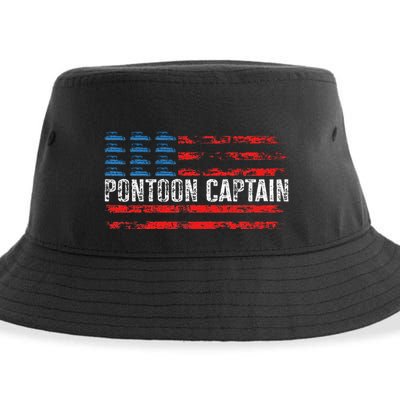 Boating Pontoon Captain 4th Of July Pontoon Boat Sustainable Bucket Hat