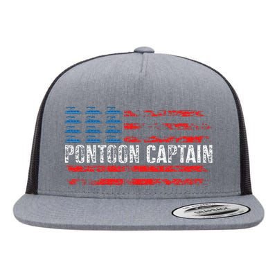 Boating Pontoon Captain 4th Of July Pontoon Boat Flat Bill Trucker Hat