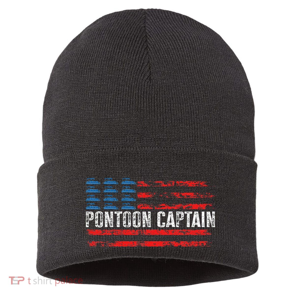 Boating Pontoon Captain 4th Of July Pontoon Boat Sustainable Knit Beanie