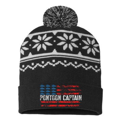 Boating Pontoon Captain 4th Of July Pontoon Boat USA-Made Snowflake Beanie