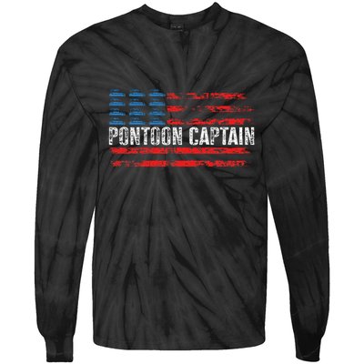 Boating Pontoon Captain 4th Of July Pontoon Boat Tie-Dye Long Sleeve Shirt