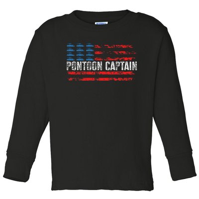 Boating Pontoon Captain 4th Of July Pontoon Boat Toddler Long Sleeve Shirt