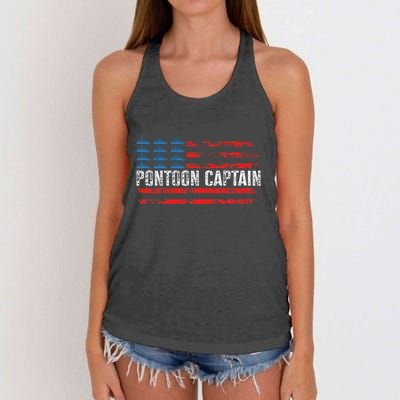 Boating Pontoon Captain 4th Of July Pontoon Boat Women's Knotted Racerback Tank