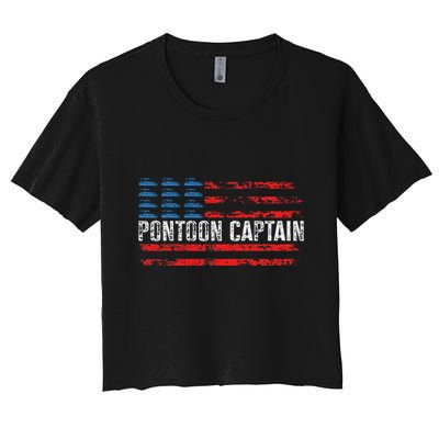 Boating Pontoon Captain 4th Of July Pontoon Boat Crop Top