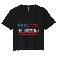Boating Pontoon Captain 4th Of July Pontoon Boat Crop Top