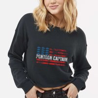 Boating Pontoon Captain 4th Of July Pontoon Boat Cropped Pullover Crew