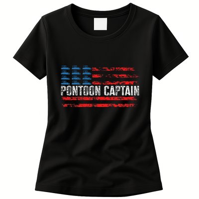 Boating Pontoon Captain 4th Of July Pontoon Boat Womens T-Shirt
