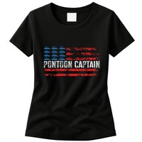 Boating Pontoon Captain 4th Of July Pontoon Boat Womens T-Shirt