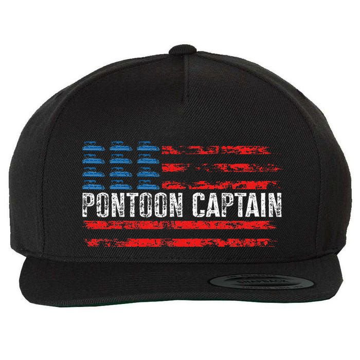 Boating Pontoon Captain 4th Of July Pontoon Boat Wool Snapback Cap