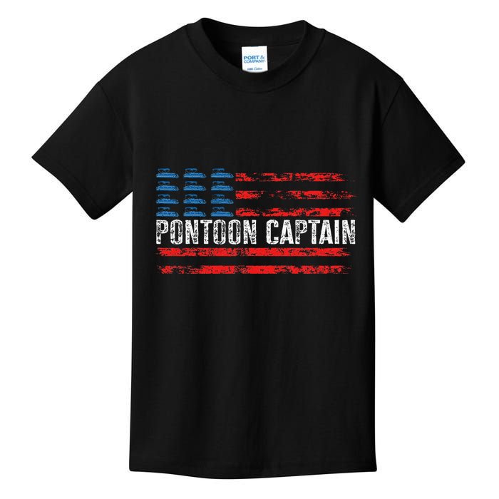 Boating Pontoon Captain 4th Of July Pontoon Boat Kids T-Shirt