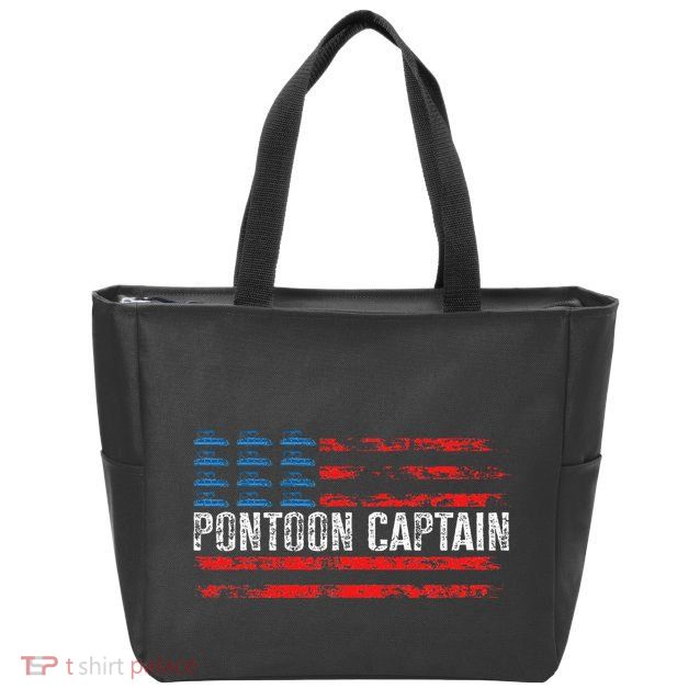 Boating Pontoon Captain 4th Of July Pontoon Boat Zip Tote Bag