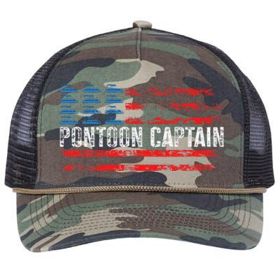 Boating Pontoon Captain 4th Of July Pontoon Boat Retro Rope Trucker Hat Cap