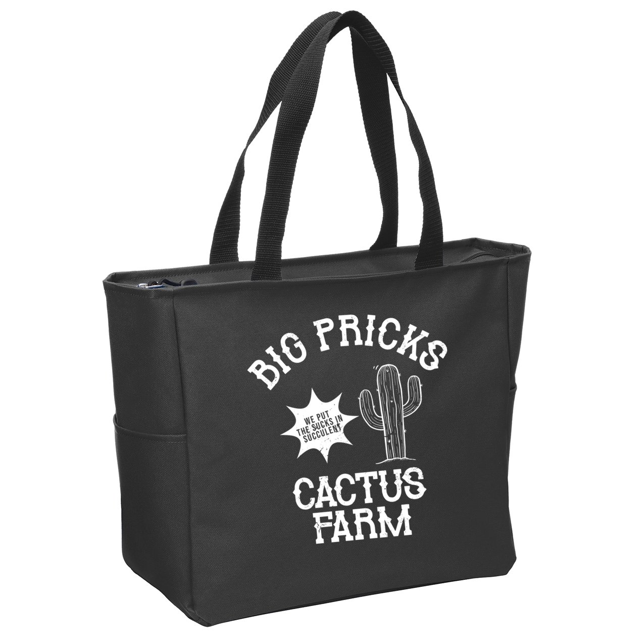 Big Pricks Cactus Farm Funny Zip Tote Bag