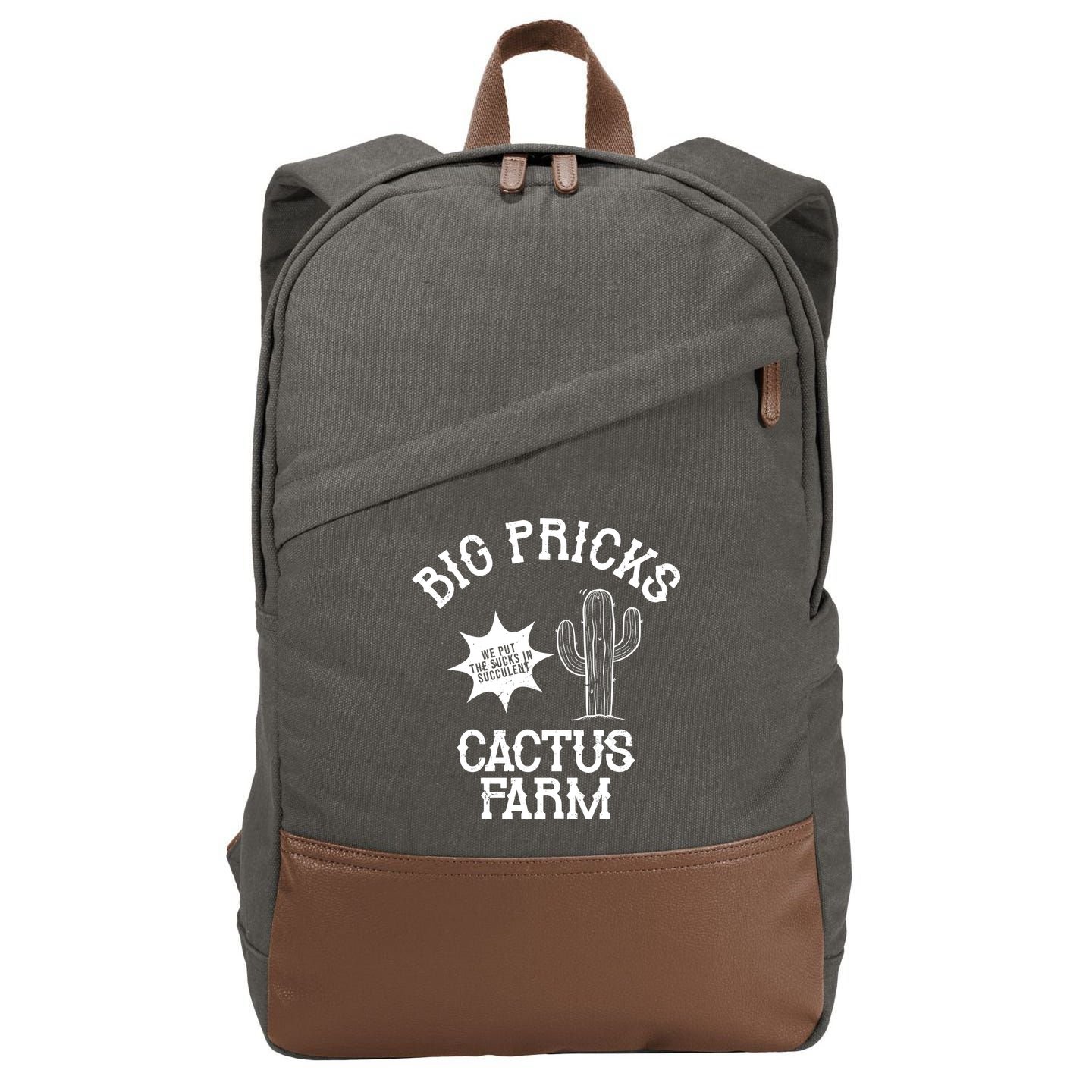 Big Pricks Cactus Farm Funny Cotton Canvas Backpack