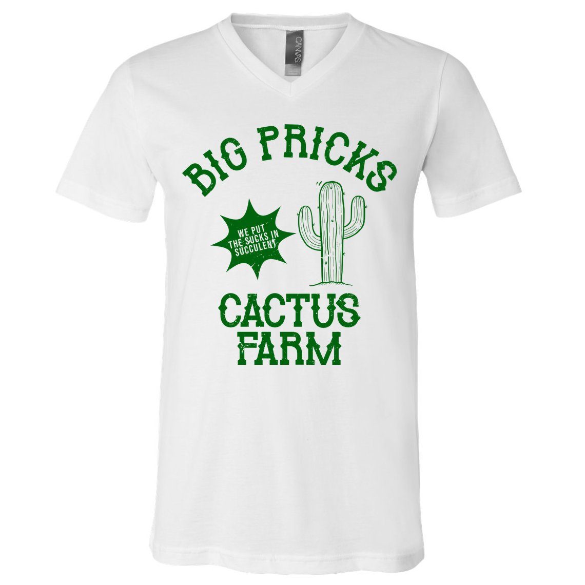 Big Pricks Cactus Farm Funny V-Neck T-Shirt