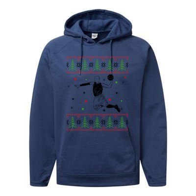 Basketball Player Christmas Cool Ugly Xmas Santa Basketball Cute Gift Performance Fleece Hoodie