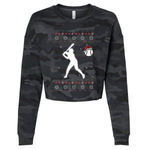 Baseball Player Christmas Cool Ugly Xmas Pajama Cropped Pullover Crew