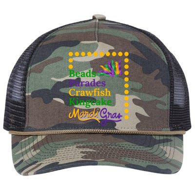 Beads Parades Crawfish Kingcake Mardi Grag Retro Rope Trucker Hat Cap