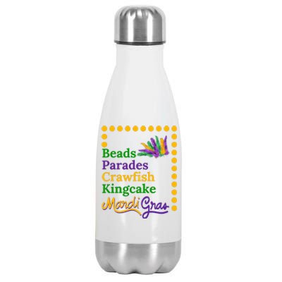 Beads Parades Crawfish Kingcake Mardi Grag Stainless Steel Insulated Water Bottle