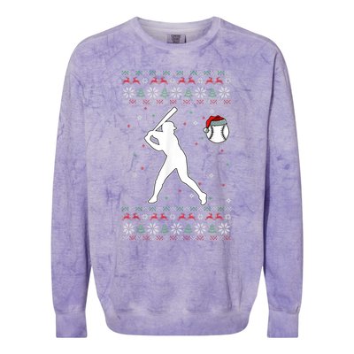 Baseball Player Christmas Cool Ugly X-Mas Pajama Boyss Colorblast Crewneck Sweatshirt